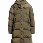 CP COMPANY 202A LENS BUTTON NYCRA-R LONG JACKET IN WALNUT BROWN