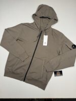 CP COMPANY 057A GARMENT DYED LIGHT FLEECE OPEN HOODED SWEATSHIRT IN WALNUT 359 - Large / P2P 23”