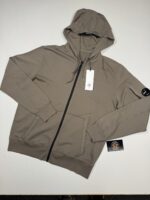 CP COMPANY 057A GARMENT DYED LIGHT FLEECE OPEN HOODED SWEATSHIRT IN WALNUT 359 - Large / P2P 23”