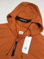 CP Company 025A Diagonal Raised Fleece Hood Open Zipped Sweatshirt in pumpkin orange - Image 2