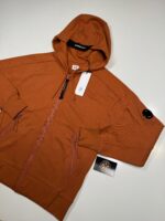 CP Company 025A Diagonal Raised Fleece Hood Open Zipped Sweatshirt in pumpkin orange - Image 3