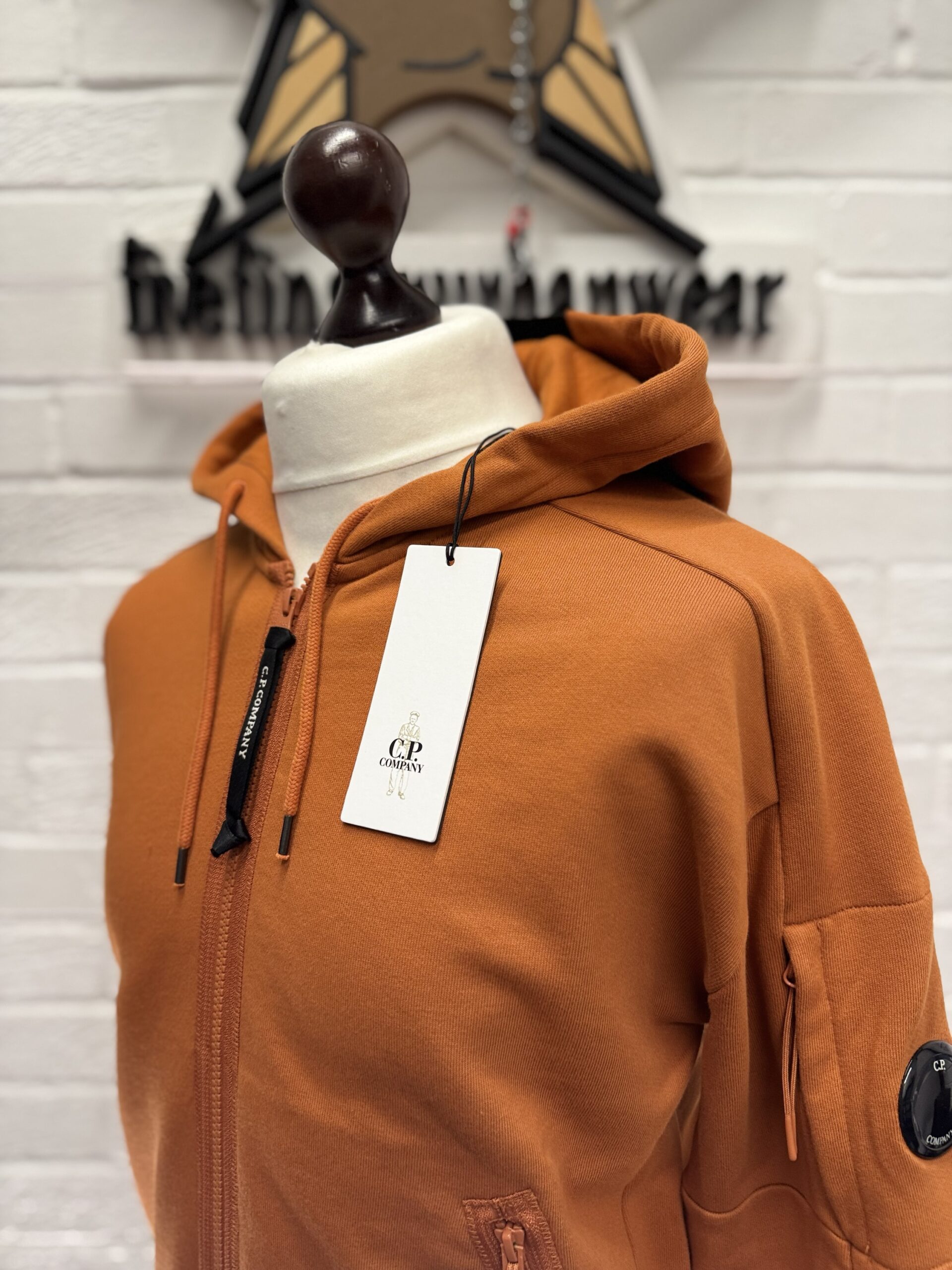 img_8978-2 CP Company 025A Diagonal Raised Fleece Hood Open Zipped Sweatshirt in pumpkin orange - Image 6