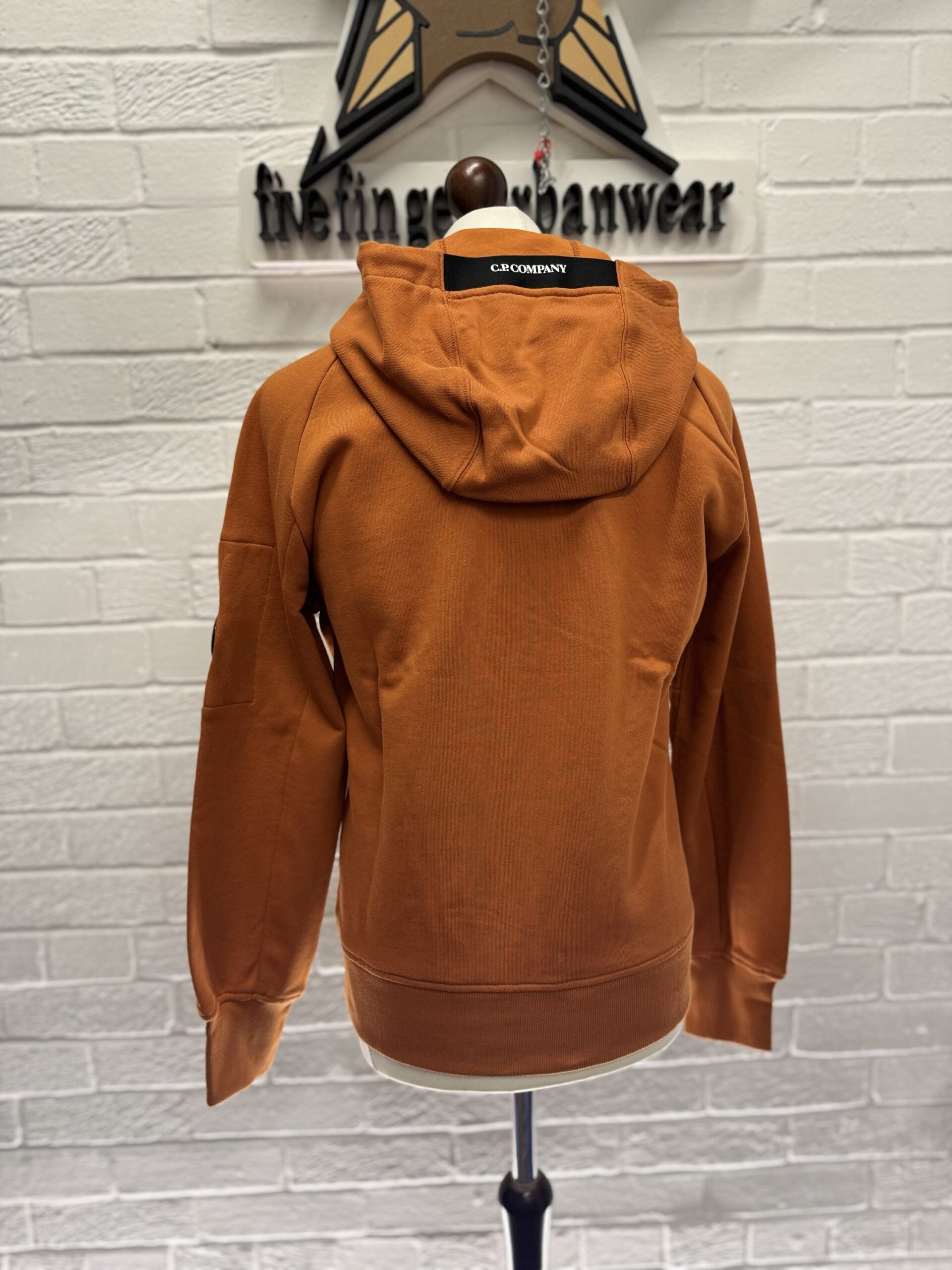 img_8980 CP Company 025A Diagonal Raised Fleece Hood Open Zipped Sweatshirt in pumpkin orange - Image 8