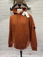 CP Company 061A Brushed Emerized Diagonal Fleece Hoodie in Pumpkin Orange. - Image 4