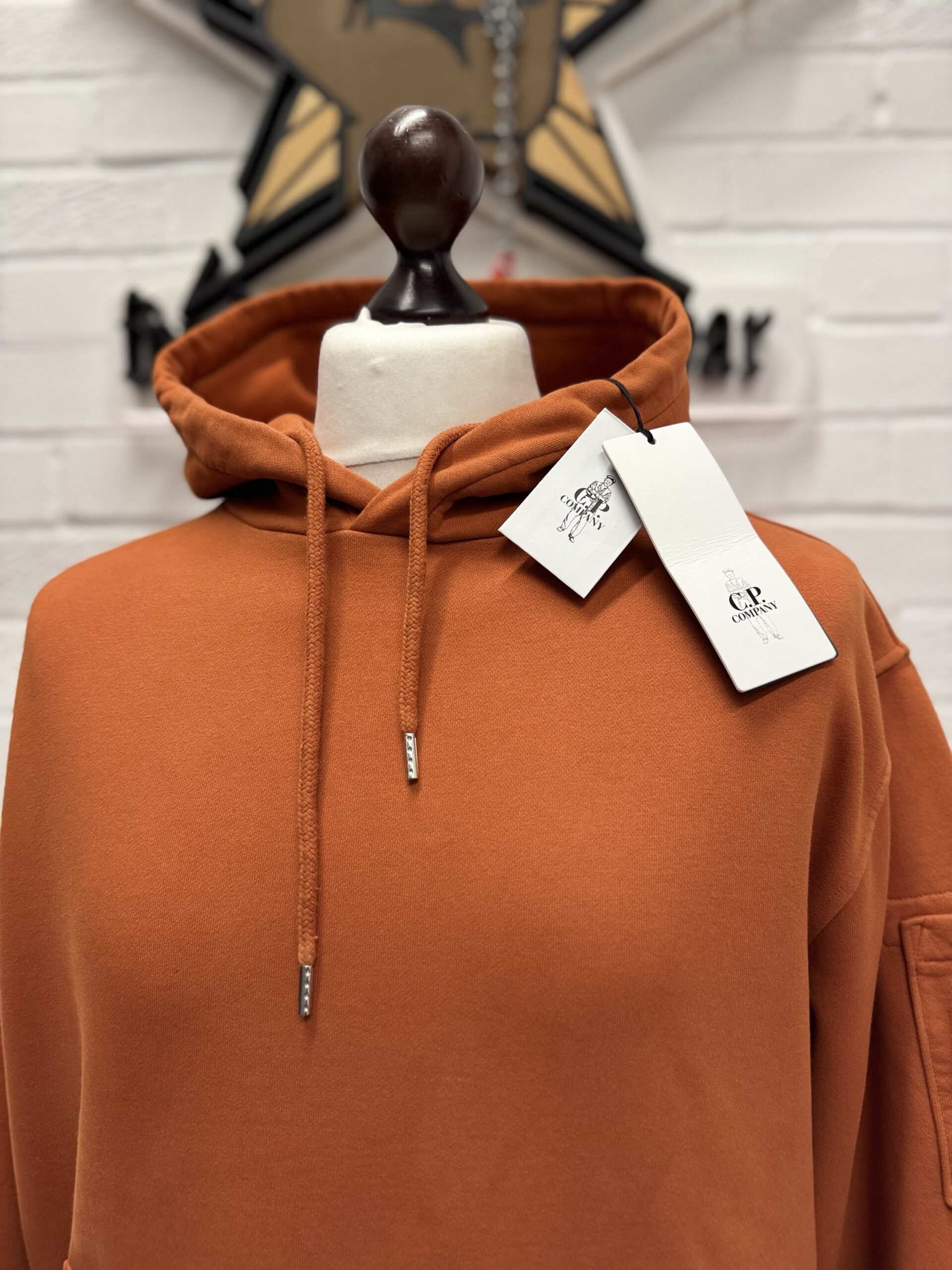 img_9106 CP Company 061A Brushed Emerized Diagonal Fleece Hoodie in Pumpkin Orange. - Image 5