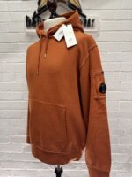 CP Company 061A Brushed Emerized Diagonal Fleece Hoodie in Pumpkin Orange. - Image 6