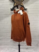 CP Company 061A Brushed Emerized Diagonal Fleece Hoodie in Pumpkin Orange. - Image 7