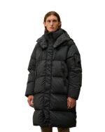 CP COMPANY 202A LENS BUTTON NYCRA-R LONG JACKET IN BLACK SAND - Image 10
