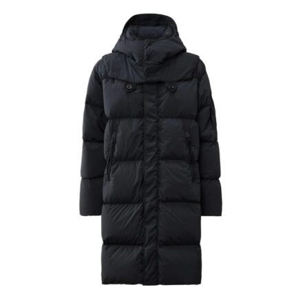 CP COMPANY 202A LENS BUTTON NYCRA-R LONG JACKET IN BLACK SAND  - Large / 25” P2P