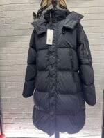 CP COMPANY 202A LENS BUTTON NYCRA-R LONG JACKET IN BLACK SAND  - Large / 25” P2P - Image 6