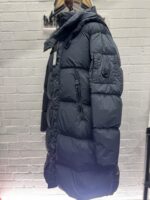 CP COMPANY 202A LENS BUTTON NYCRA-R LONG JACKET IN BLACK SAND - Image 4