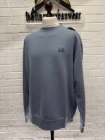Cp Company 060B Brushed Emerized Diagonal Fleece Sweatshirt in Blue - Image 8