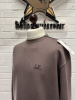 Cp Company 153A Brushed Emerized Diagonal Fleece Sweatshirt in Purple Dove Mauve. - Image 15