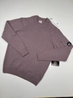CP COMPANY 047A LAMBSWOOL LENS KNIT SWEATSHIRT IN PURPLE DOVE - Large / P2P 22”.