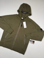 CP Company 025A Diagonal Raised Fleece Hood Open Zipped Sweatshirt in Green  - Small / 21” p2p