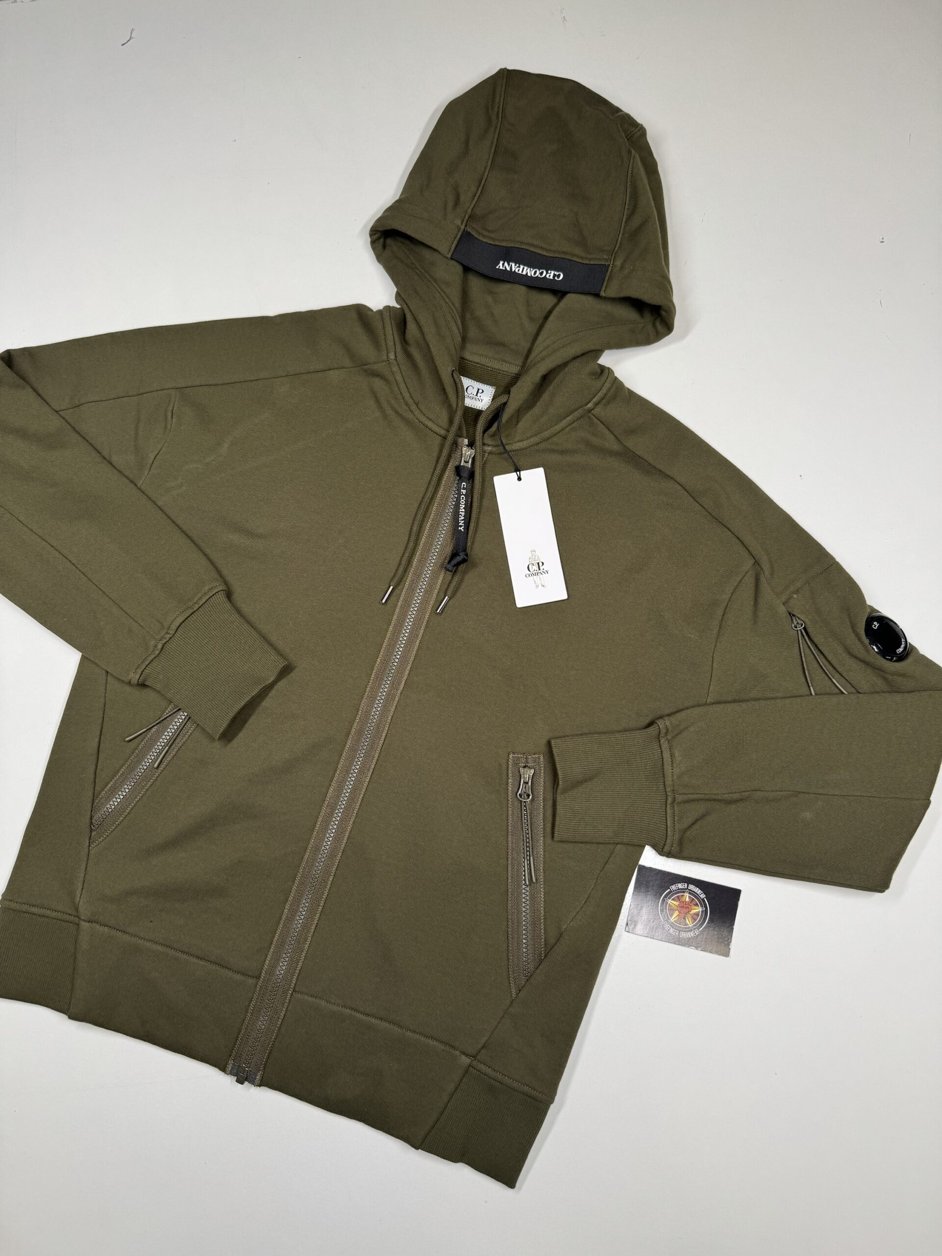 img_9836-2 CP Company 025A Diagonal Raised Fleece Hood Open Zipped Sweatshirt in Green - Small / 21” p2p - Image 1