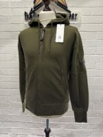 CP Company 025A Diagonal Raised Fleece Hood Open Zipped Sweatshirt in Green  - Small / 21” p2p - Image 4
