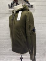 CP Company 025A Diagonal Raised Fleece Hood Open Zipped Sweatshirt in Green  - Small / 21” p2p - Image 6