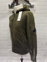 CP Company 025A Diagonal Raised Fleece Hood Open Zipped Sweatshirt in Green  - Small / 21” p2p - Image 6