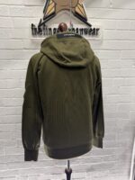 CP Company 025A Diagonal Raised Fleece Hood Open Zipped Sweatshirt in Green  - Small / 21” p2p - Image 8