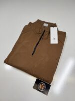 CP company 059A  Light Fleece 1/4 zip Sweatshirt in Brown - Image 2