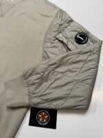 C.P. Company Diagonal Raised Fleece Quilted Crewneck Sweatshirt in Vintage khaki - Image 2