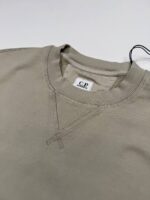 C.P. Company Diagonal Raised Fleece Quilted Crewneck Sweatshirt in Vintage khaki - Image 3