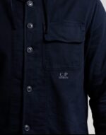 C.P. Company 162A Armored Stretch Satin Hooded Buttoned Overshirt in Black Sand / 995