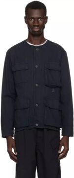 C.P. Company Armored Stretch Buttoned Overshirt in Navy. - Image 9