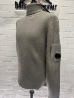 C.P. Company 184A Turtleneck Full Rib merino wool pull over in Vintage Khaki - Image 8