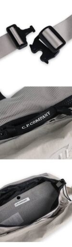 CP Company  Embroidered Logo Plain Paper Touch Belt Bag - Vintage Khaki - Image 9