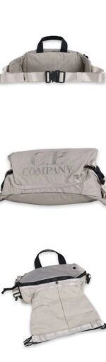 CP Company  Embroidered Logo Plain Paper Touch Belt Bag - Vintage Khaki - Image 8