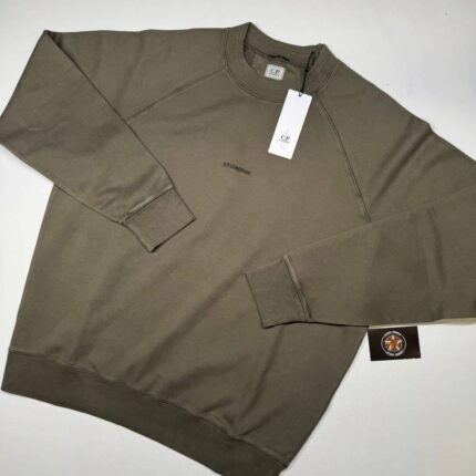 Cp Company 153A Brushed Emerized Diagonal Fleece Sweatshirt in Grape Leaf   -  XL / P2P 25.5”