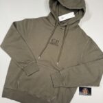 CP Company 061B Brushed & Emerized Diagonal Fleece Hoodie in Green / 674