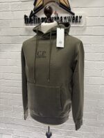 CP Company 061B Brushed & Emerized Diagonal Fleece Hoodie in Green / 674 - Image 6