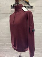 CP COMPANY 193A WOOL 1/4 ZIP LENS KNIT PULLOVER IN POTENT PUTPLE 790 - Image 2