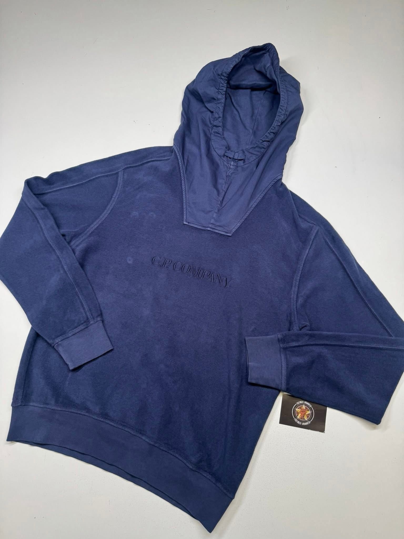 img_1433-2 CP Company 274A Brushed & Emerized Diagonal Fleece hooded Sweatshirt in Blue. - Image 1