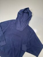 CP Company 274A Brushed & Emerized Diagonal Fleece hooded Sweatshirt in Blue. - Image 3