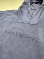CP Company 274A Brushed & Emerized Diagonal Fleece hooded Sweatshirt in Blue. - Image 5