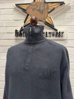CP Company 1/4 zip Brushed & Emerized Diagonal Fleece Sweatshirt in Black Sand    -  Large. / P2P 24”. - Image 3