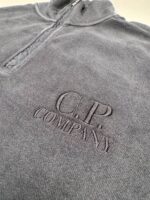 CP Company 1/4 zip Brushed & Emerized Diagonal Fleece Sweatshirt in Black Sand    -  Large. / P2P 24”. - Image 4