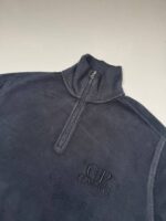CP Company 1/4 zip Brushed & Emerized Diagonal Fleece Sweatshirt in Black Sand    -  Large. / P2P 24”. - Image 5