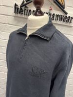 CP Company 1/4 zip Brushed & Emerized Diagonal Fleece Sweatshirt in Black Sand    -  Large. / P2P 24”. - Image 6
