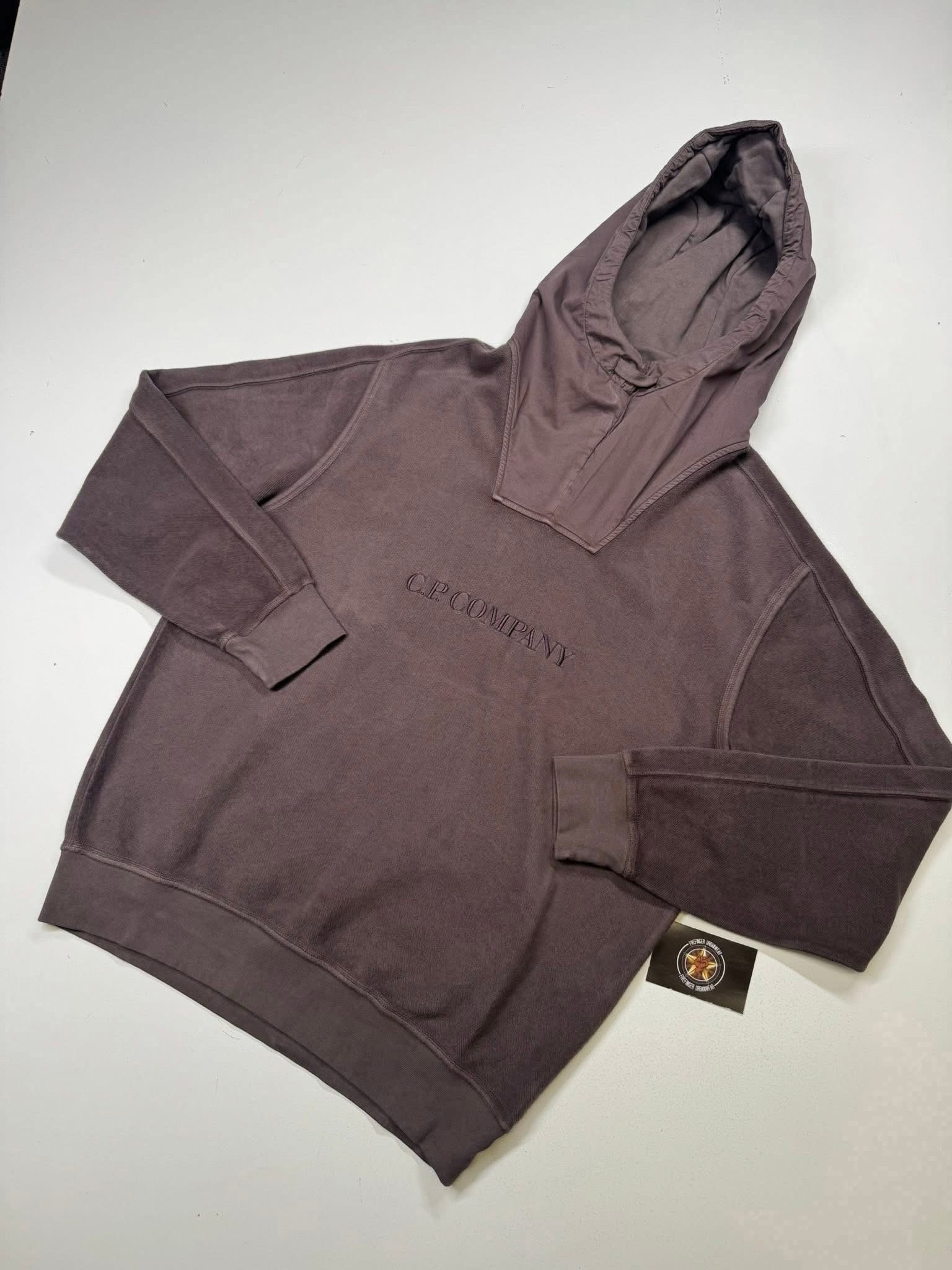 img_1851-2 CP Company 274A Brushed & Emerized Diagonal Fleece hooded Sweatshirt in Boulevard - Image 1