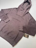 CP Company 274A Brushed & Emerized Diagonal Fleece hooded Sweatshirt in Boulevard - Image 2