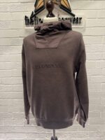 CP Company 274A Brushed & Emerized Diagonal Fleece hooded Sweatshirt in Boulevard - Image 5