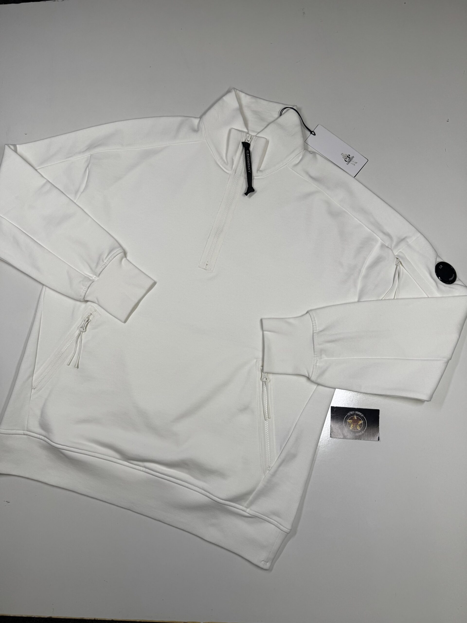 img_2155-2 CP Company 027A Diagonal Raised Fleece 1/4 zip Sweatshirt -White / 103 - Image 1