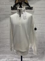 CP Company 027A Diagonal Raised Fleece 1/4 zip Sweatshirt -White / 103 - Image 5