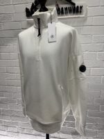 CP Company 027A Diagonal Raised Fleece 1/4 zip Sweatshirt -White / 103 - Image 7