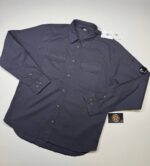 CP COMPANY 140A ORGANIC GABARDINE BUTTONED SHIRT IN NAVY